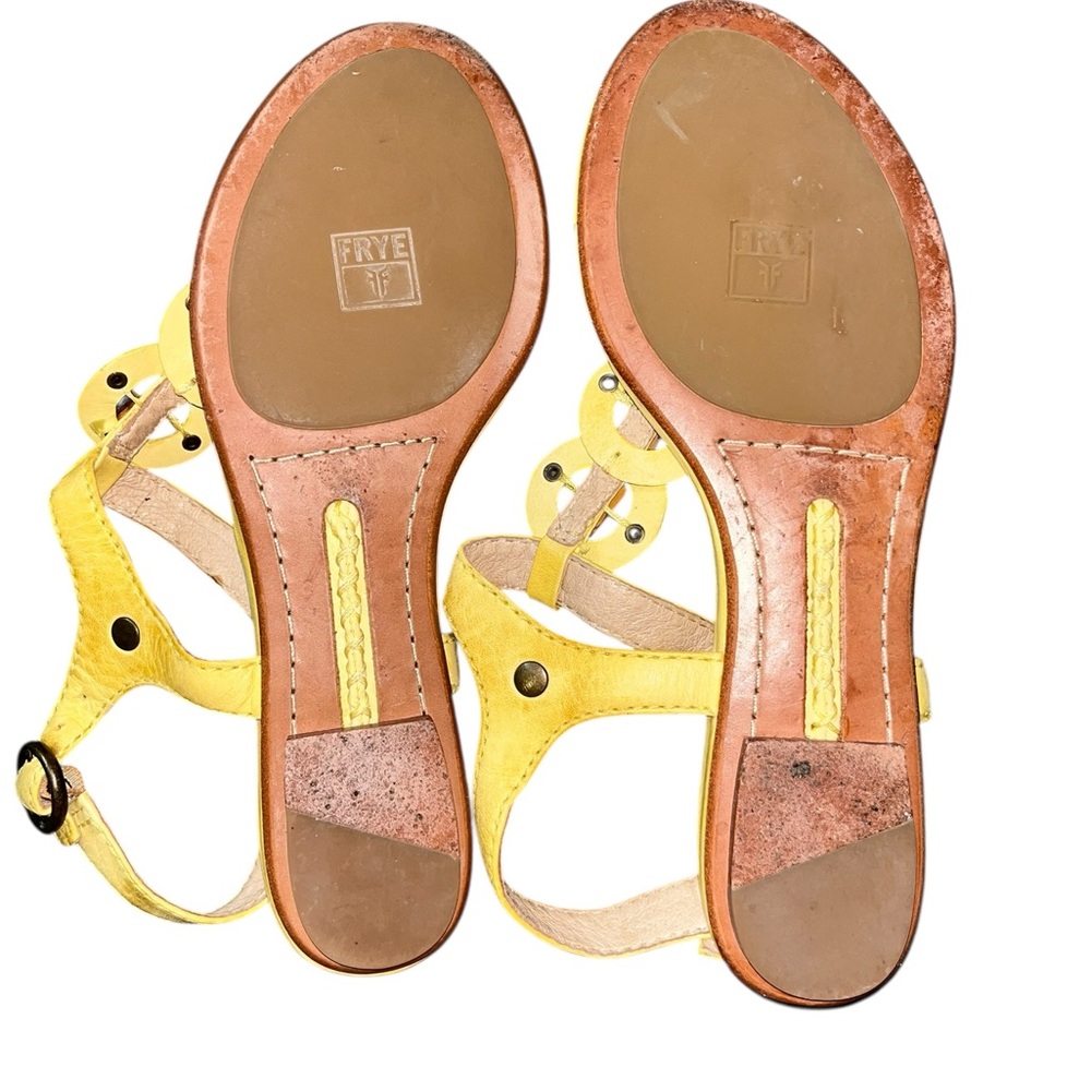 Frye Laurel Ring Yellow Leather Sandals Minimalist Thong Style - Picture 4 of 5